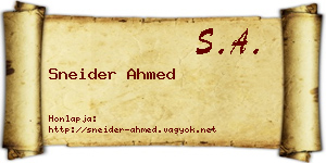 Sneider Ahmed névjegykártya